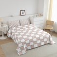 thumbnail image 3 of Erosebridal Light Pink Checkered Quilt Set Full White Cream Checkerboard Bedding Set,Buffalo Plaid Grid Comforter Set Aesthetic Geometric Gingham Bed Set Modern Room Decor, 3 of 8
