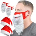 thumbnail image 3 of 1 Juego de sombreros de Navidad para adultos y niños, gorros rojos de Papá Noel, máscara de Navidad, gorros de Año Nuevo, decoración de fiesta para niños y niñas, Navidad, 3 of 4