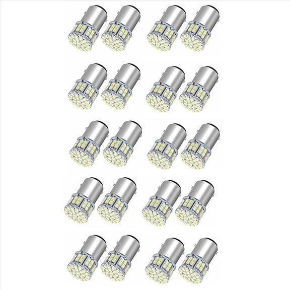 20Pcs 6000K White 1157 50SMD Tail Brake LED Lights Bulb BAY15D 12V,20 x Lights Bulb,silver