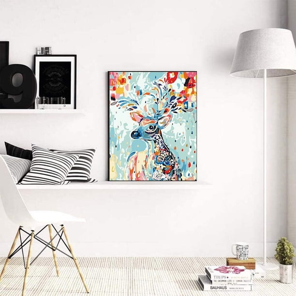 Peinture Par Numéros Animaux – Kit Toile 40x50cm Avec Peintures Et Pinceaux – DIY Anti-Stress Pour Adulte Et Enfant – Décoration Murale