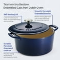 thumbnail image 5 of Tramontina Bestow 6.5-Quart Enameled Cast Iron Round Dutch Oven with Lid, Porcelain Enamel Finish, Gradated Cobalt, Self-Basting, Oven-Safe, 5 of 10