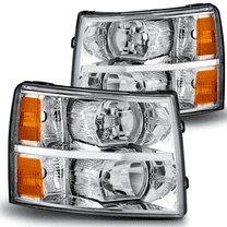 Magshion Pair Headlight Assembly for 07-14 Chevy Silverado 1500, 2500 3500 & HD Models Truck, Chrome Housing Clear Lens Amber Corner
