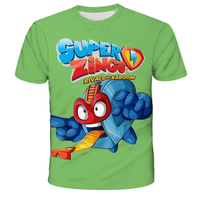 Camisetas Super Zings, ropa para niños, novedad de verano 2023, camisetas de manga corta con dibujos animados, camisetas informales con cuello redondo de 1 a 14 años, Tops10T Gao Jinjia LED
