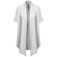 thumbnail image 3 of Women's Solid Jersey Knit Draped Open Front Short Sleeves Cardigan, 3 of 4