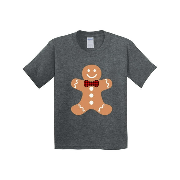 Inktastic Cute Gingerbread Man with Red Plaid Bowtie Youth T-Shirt