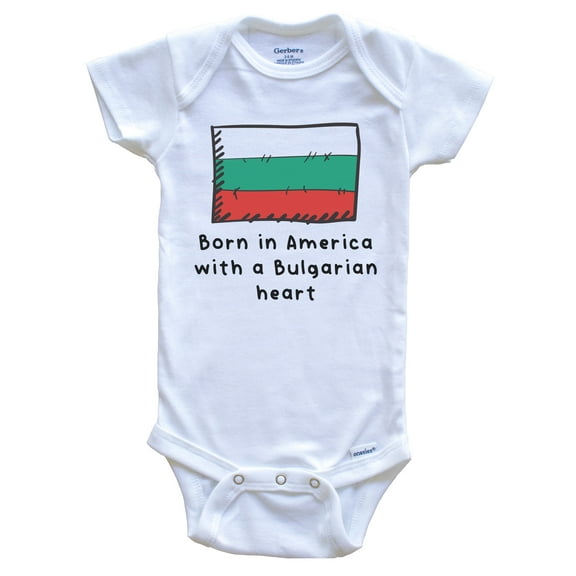 Born In America With A Bulgarian Heart Cute Bulgaria Flag Baby Bodysuit, 0-3 Months White