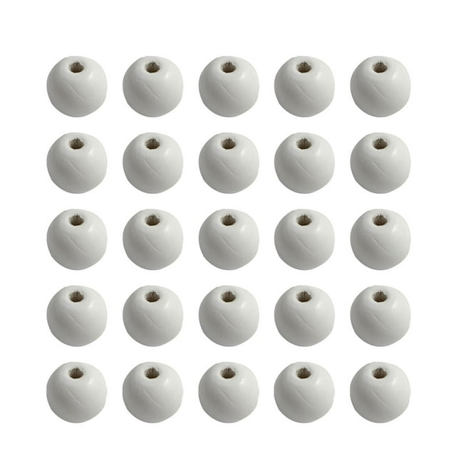 100 Pcs Perles en Bois Fournitures de Fabrication de Bijoux Blanc Rond pour Bricolage