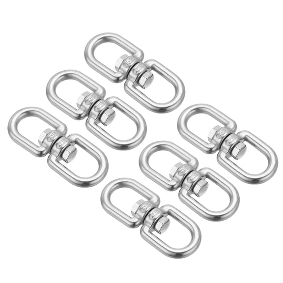 Uxcell Double Ended Swivel Eye Hook M6 Working Load 120kg/264 lbs 304 Stainless Steel Eye to Eye Swivel Shackle 6Pcs