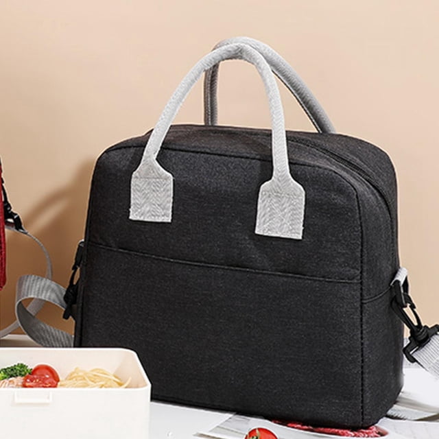 Bolsa de almuerzo con película de aluminio, liviana, portátil, conveniente, paquete de aislamiento térmico suave, bolso Bento para picni Negro Baoblaze Bolso de almuerzo