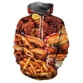thumbnail image 3 of Sudadera con capucha para hombre con estampado 3D de hamburguesas y patatas fritas, divertida sudadera informal de manga larga con estampado de comida rápida, sudadera holgada, 3 of 5