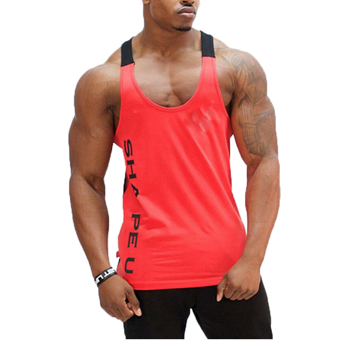 US Men Gym Singlet Tank Top Tee Stringer Bodybuilding Y-Back Muscle Fitness Vest 