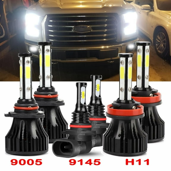 For Ford F-150 2015-2022 Headlights 20000LM 9005 High Beam H11 Low Beam 9145 Fog Light Led Bulbs 6pc
