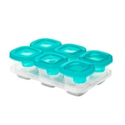 OXO Tot Silicone Baby Blocks Food Storage Containers, 2 oz, Teal, 6-pack, for Infants Ages 0-12 Months