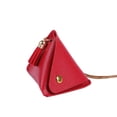 thumbnail image 3 of Small and Cute New Solid Color Portable Coin Change Leather Coin Purse Triangular Wallet Storage Bag RED, 3 of 8