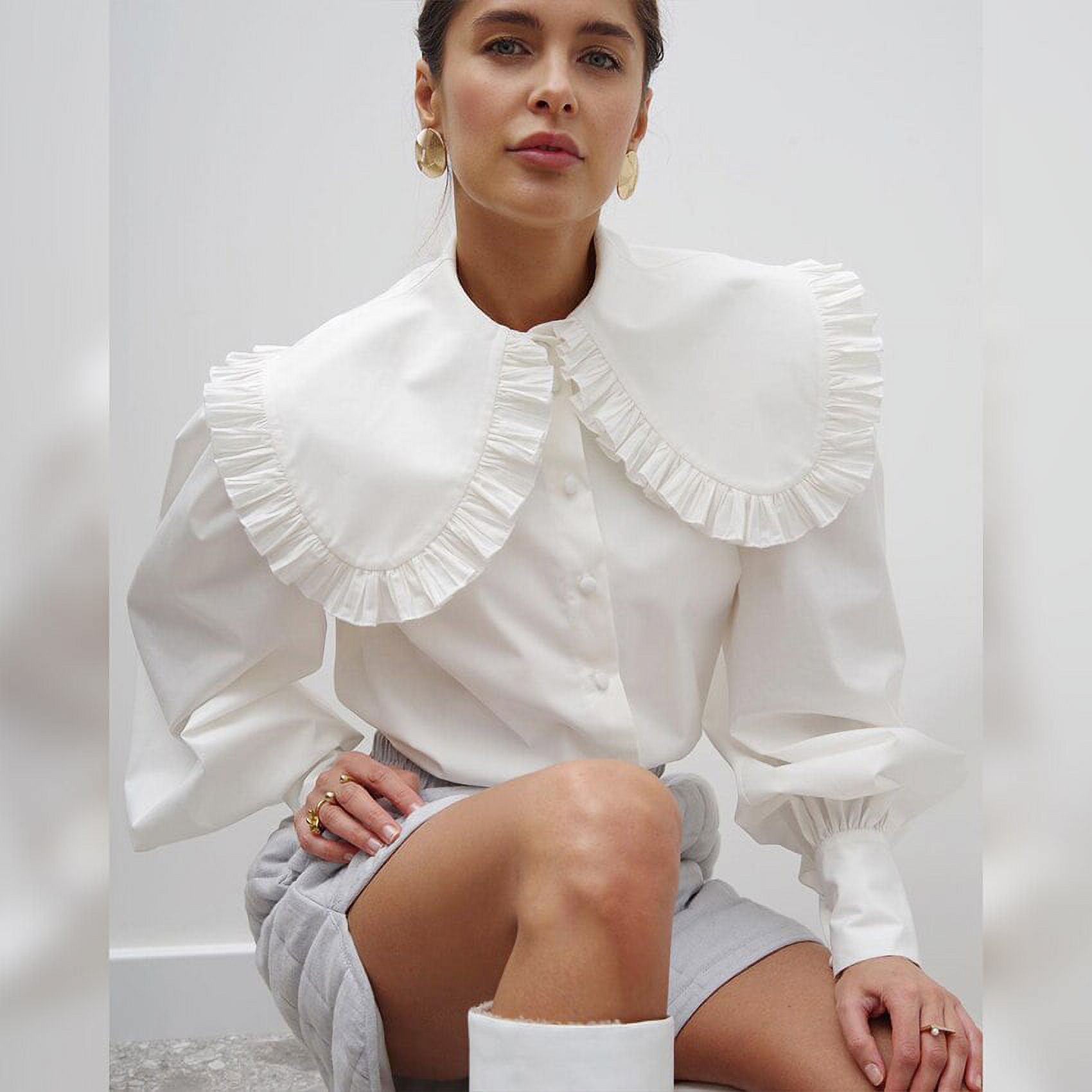white frill shirt womens