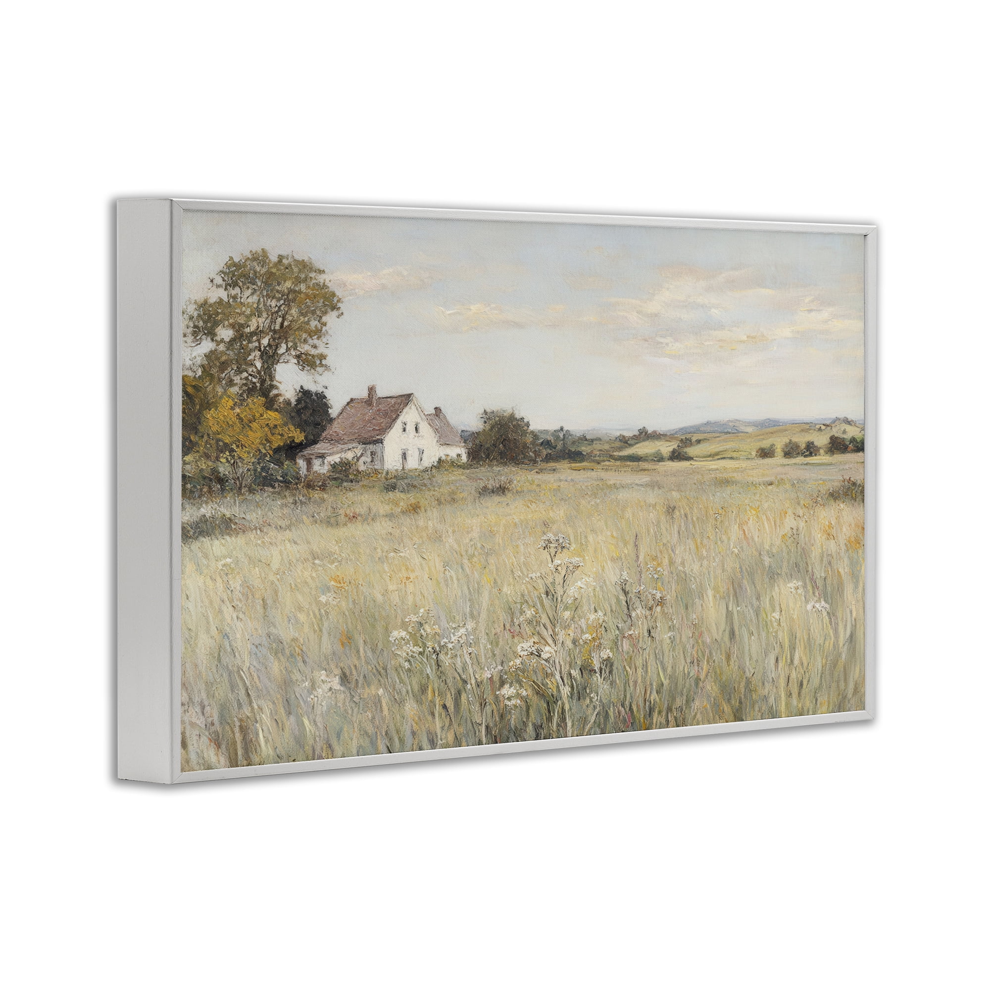 Stupell Industries Country Living in Golden Meadow White Framed Giclee Art, design by Petal Prints Design