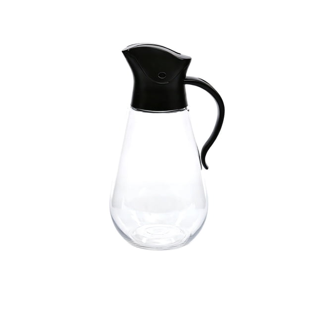 Botella de aceite abatible automática de acrílico, apertura y cierre automáticos por gravedad, sin colgar aceite, botella de condimento a prueba de fugas, olla de aceite de gran capacidad con asa
