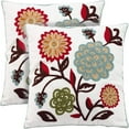 thumbnail image 3 of DEBGFS Spring Botanical Floral Embroidered Cushion Cover American Country Style Pillowcase Cotton Square Decorative Pillows for Sofa,F, 3 of 5