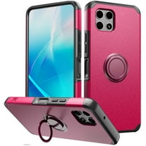 Designed for T-Mobile Revvl 7 Pro 5G Kickstand Tough Hybrid with Built-in 360° Rotate Ring Stand Magnetic PC & TPU Slim Fit Shockproof Phone Case Cover [Hot Pink]