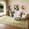 thumbnail image 3 of Toyoso 9x12 Extra Large Tea Green Rug - Gold Medallion Traditional Silicone Area Carpet, 0.25" Slim Low-Pile Machine Washable Non-Slip Area Rug for Master Bedroom and Large Great Rooms Decor, 3 of 9