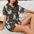 thumbnail image 6 of Bingfone Rabbit Is Eating Carrots Print Pajamas Sets for Women Soft Short-Sleeved Pjs with Lounge Shorts Two Piece Sleepwear, 6 of 8