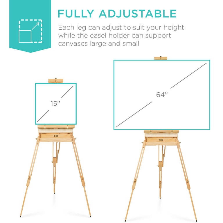 MEEDEN meeden french easel,beech wood sketch easel box with foldable  legs,drawer storage and palette tray,portable artist easel for