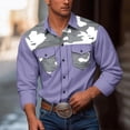 thumbnail image 2 of SERTG Men's Camouflage Print Shirt Fall Winter Long Sleeve Button-Down Collar Front Button Double Pockets Breathable Casual Shirt(Purple,3XL), 2 of 7