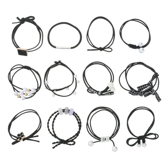 UPGRATOR 4Pcs Hair Rings Elastic Black Holds Hair for Women Daily Wear