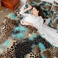 thumbnail image 4 of Castle Fairy Leopard Print Twin Bedding Sets,Brown Teal Bedding Comforter Set, 4 of 8
