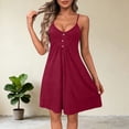 thumbnail image 2 of TaTaai Summer V-Neck Camisole Dress for Women Knitted Sleeveless Slim Fit Waist Cinching Solid Color Soft Stretchy Casual Dress for Daily Outing Vacation Gift, 2 of 6