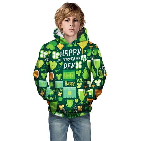 

Sweatshirt for Kids Unisex St. Patrick S Day Printed Pullover with Pocket Child Hoodies