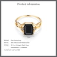 thumbnail image 5 of Gem Stone King 2.17 Cttw Black Onyx and White Diamond 3-Stone Ring for Women | 18K Yellow Gold Plated Silver  | Gemstone Birthstone | 9X7MM Emerald Cut and 2MM Round | Available in Size 5-9 | Size 7, 5 of 5
