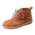 thumbnail image 3 of Willtoo Women's Vintage Lace Up Ankle Boots, Woven Texture Faux Suede Booties with Flat Sole, Casual Short Boots, 3 of 6