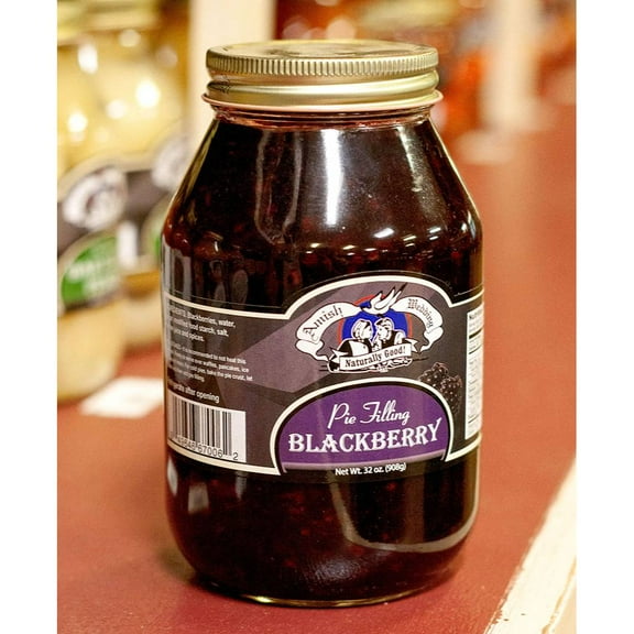 Amish Wedding Natural Pie Filling, Pre Cooked Real Natural Flavor 32 ounce Jar, Blackberry