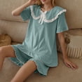 thumbnail image 5 of Diufon Women's Pajama Set Casual Loose Doll Collar Short Sleeve Tops and Shorts Summer Plus Size Sleepwear, 5 of 9