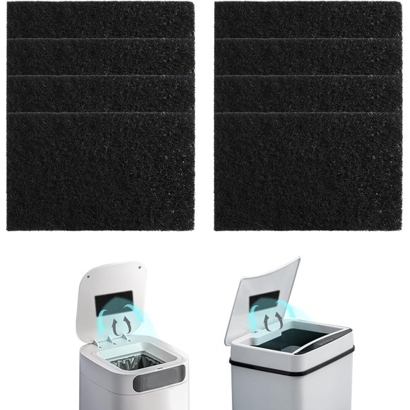 8 Pcs Filtres Absorbants d'Odeurs pour Poubelle, Bacs à Compost, Comptoirs, Bacs de Recyclage - Filtre à Charbon Universel (Rectangulaire)