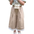 thumbnail image 1 of Odeerbi 1-10 Años Niñas Pantalones Pata Ancha Encaje Recorte Recortado Pantalones Verano Color Sólido Lindo Pantalones, 1 of 8