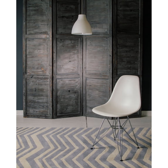 Hand-Tufted Contemporary Wool Rug 5'x7' White/Grey