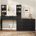 thumbnail image 3 of 39.4”Makeup Vanity Set with LED Light Mirror & Power Outlet, 8 Drawers, 3 Color Modes & Adjustable Brightness, Corner Vanity, L Shape Change, Black, 3 of 9