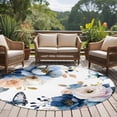 thumbnail image 4 of Round Area Rug 5 Ft, Vintage Blue Floral Washable Non-Slip Circle Carpet for Living Room/Bedroom, Farmhouse Watercolor Flower Butterflies Low-Profile Runner Mats Collection Rugs for Indoor, 4 of 8