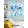 thumbnail image 4 of Enjoy Summer Sheer Curtains 72 Inch Long 2 Panels, Coastal Watercolor Blue Sea Starfish Teal White Light Filtering Rod Pocket Curtains, Sheer Voile Drapes for Living Room Bedroom, 52"x72", 4 of 8
