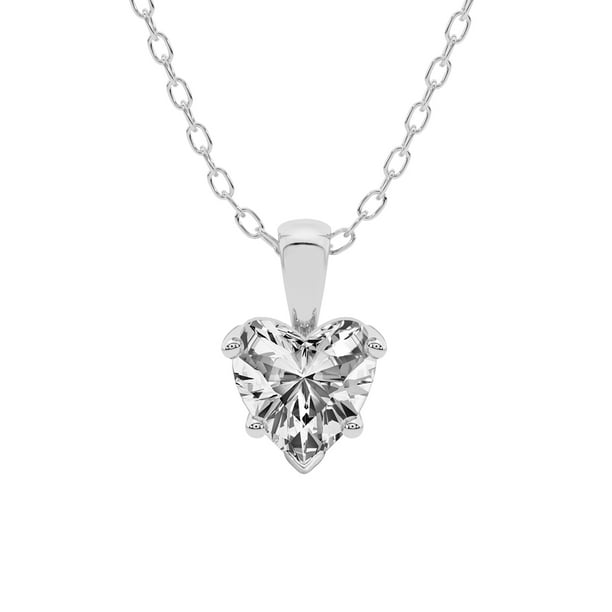 Diamond Pendant Necklace For Women | 1 Carat IGI Certified Heart Shape Lab  Grown Diamond | Martina Solitaire Lab Diamond Pendant Necklace In 14K White 