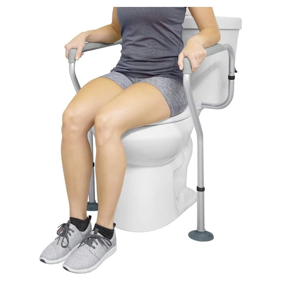 Toilet Safety Rails for Seniors - Adjustable Grab Bars for Toilet - Toilet Safety Frame - Toilet Assistance for Elderly & Disabled - Toilet Seat with Handles - Bathroom Assist Bar Support Aid