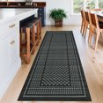 thumbnail image 2 of HOMERRY Geometric Plaid Runner 2' x 6' for Hallway Modern Washable Throw Rugs for Kitchen Indoor Carpet, Black, 2 of 6
