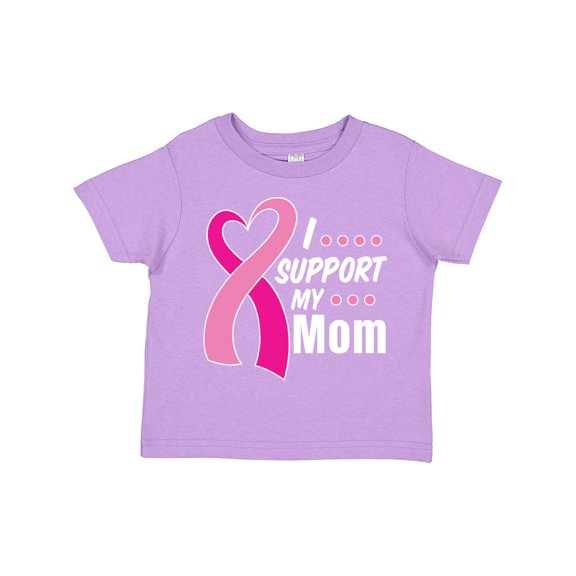 Inktastic Breast Cancer Awareness I Support My Mom with Pink Ribbon Boys or Girls Toddler T-Shirt