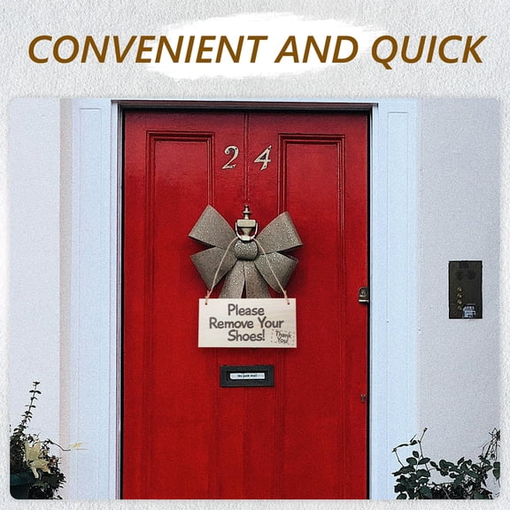 WRITWAA Ivory Wooden Please Remove Your Shoes Sign Wall Art Decor for Home Kitchen Hotel 2pcs