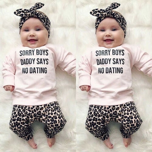 Wangscanis Newborn Kids Baby Girls Clothes Top T Shirt Leopard Pants Headband Autumn Outfit Set Other