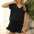 thumbnail image 2 of Pajama Set for Women 2 Piece Lounge Set Short Sleeve Tops and Lace Trim Shorts Soft Sleepwear Two Piece Lounge Set for Women, 2 of 6
