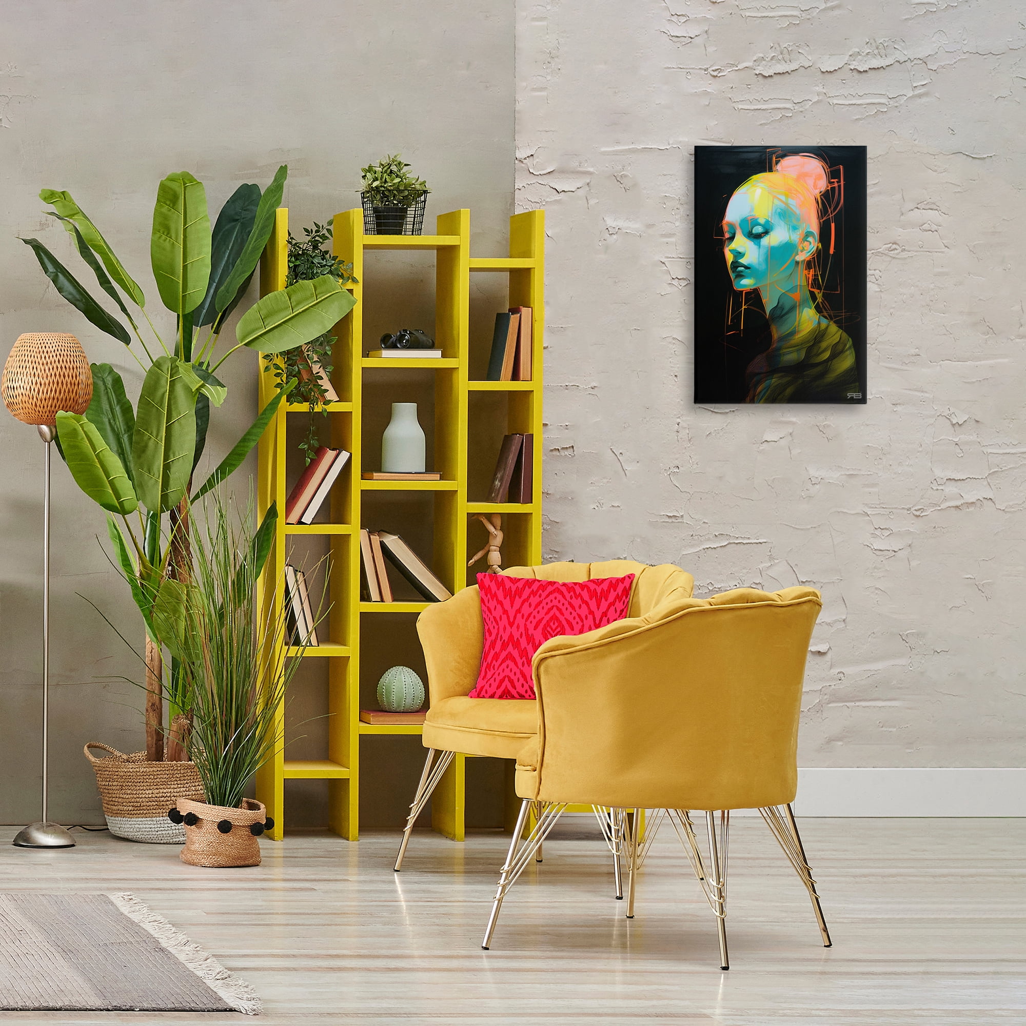 Stupell Industries Bold Modern Visage Novelty Painting Gallery Wrapped Canvas Art Print Wall Art, 16 x 24