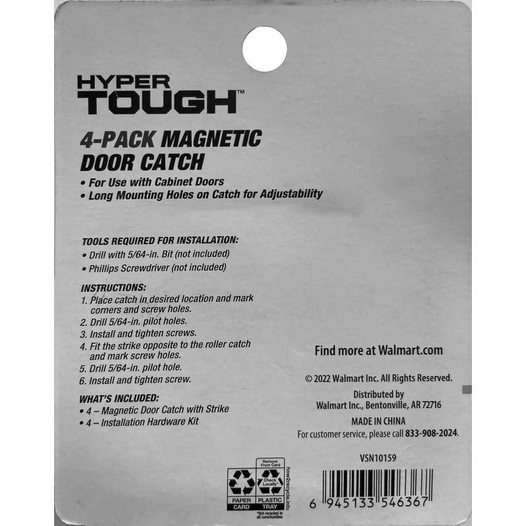 Keenkee 4-Pack Magnetic Door Catch & Latch – Gun Metal Cabinet Magnets For Kitchen, Closet & Furniture Doors/Drawers
